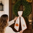 thumbnail image 2 of Clearance Gunhay Fall Pumpkin Monogram Wreath Sash, 74" Halloween Pumpkin Wreath Sash Fall Thanksgiving Bow Farmhouse Ribbon, Soft Cotton Feel Fabric Raised Embroidery Scalloped Trim Fall Seasonal, Y, 2 of 6