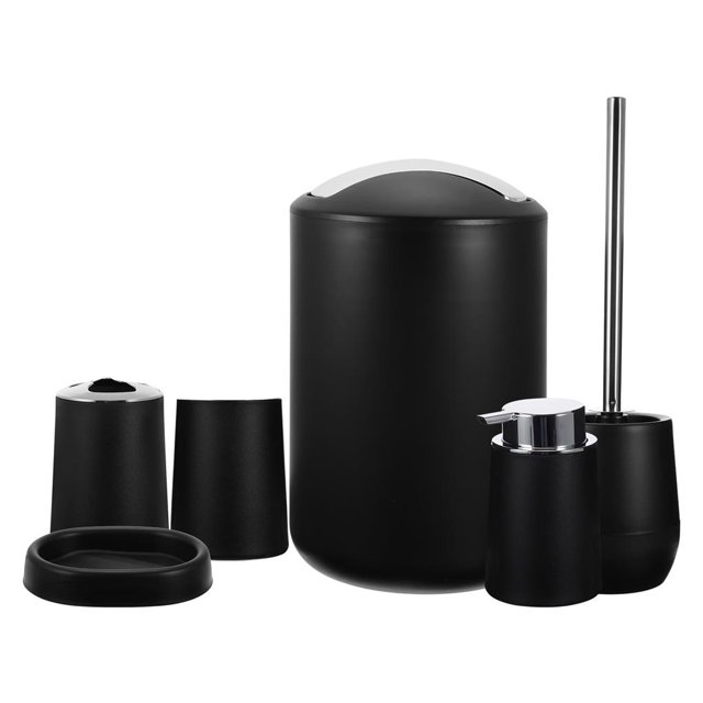 Inteprter El juego de suministros de baño de 6 piezas incluye una botella de jabón, una taza para un cepillo de dientes, una taza para la boca, un Juegos de accesorios de baño Inteprter HA016783-00