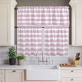 thumbnail image 4 of 3 Piece Kitchen Curtains and Valances Set Pink Stripe Cafe Curtains 36 Inch Length Modern Simple Geometric White Striped Valance & Tier Curtain for Living Room Bedroom Small Window 54"x18"+27"x36"*2, 4 of 6