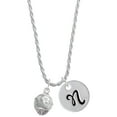 thumbnail image 1 of Delight Jewelry Silvertone Raised Flowers with Clear Crystals on Barrel Spinner Silvertone Script Initial Disc - N - Charm Necklace, 20"+3", 1 of 4