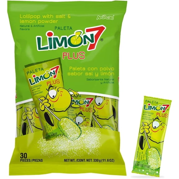 Anahuac 7 Plus Paleta Limon Lollipops, 30 Count Bag