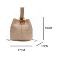 thumbnail image 4 of Odeerbi Tote Bag for Women Satchel Chain Woven 2025 Casual Straw Weaving High Capacity Handbag Bucket-bag Khaki, 4 of 4