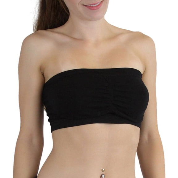 ToBeInStyle Women's Pack of 6 Ruched Removable Pad Bandeau with Removable Straps