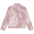 thumbnail image 4 of Jackets for Women Winter Coat Jackets Flannel Stand Collar Jacket(Pink Background White Poppies Floral,Size:S-4XL), 4 of 7