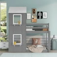 thumbnail image 6 of Bellemave House Bunk Bed, Wood Twin Over Twin Bunk Bed with Roof, Floor Bunk Bed with Ladder for Teen, No Box Spring Needed (White+Grey), 6 of 9