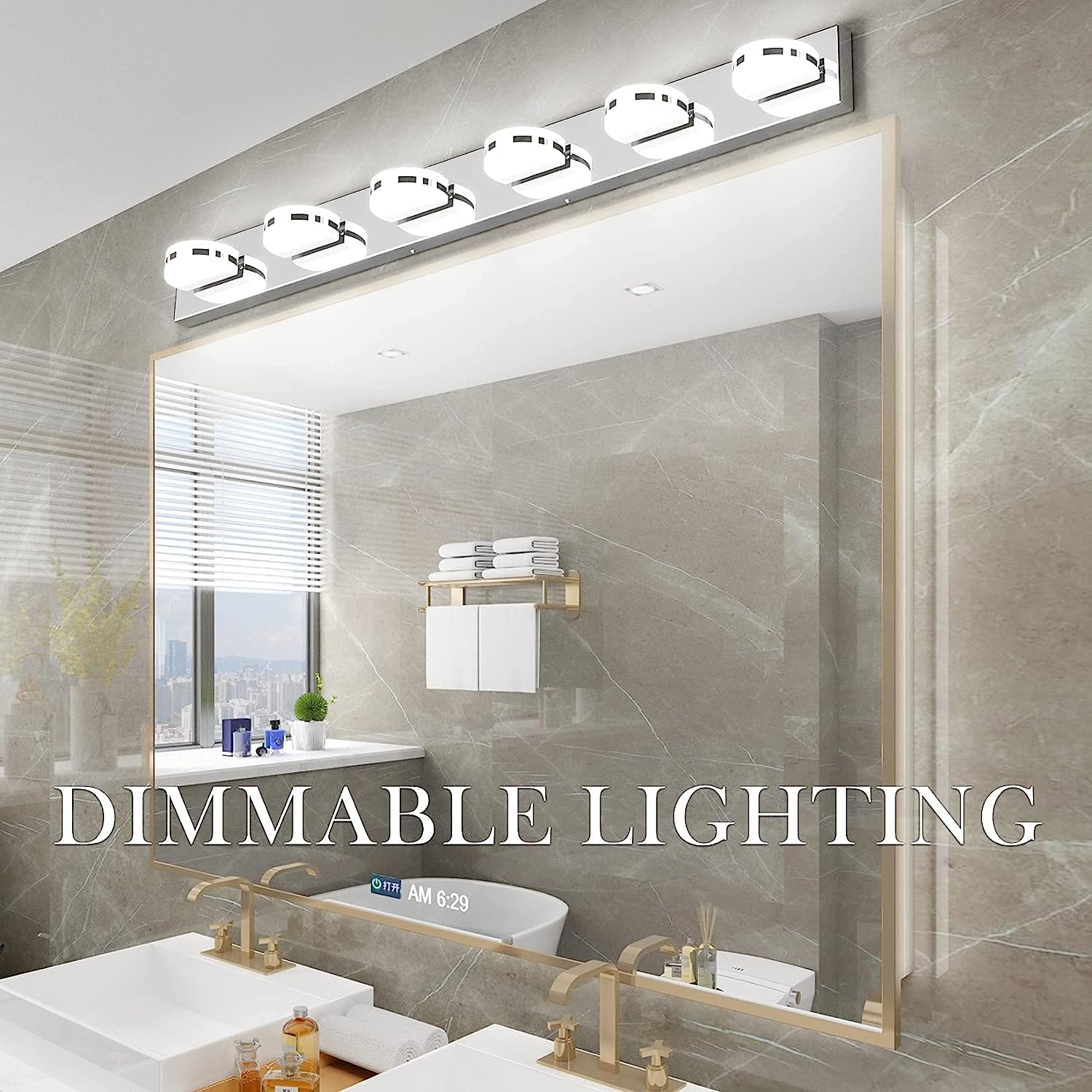 Dropship Modern 6-Light Chrome LED Vanity Mirror Light Fixture For