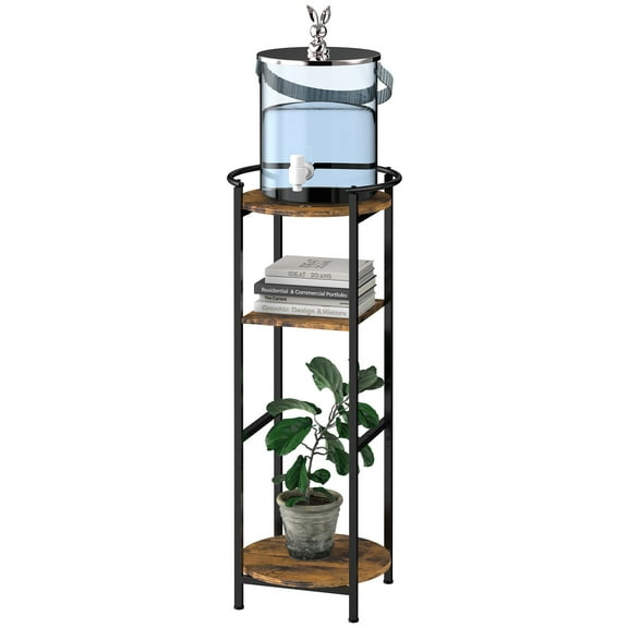 BTY Water Dispenser Floor Stand, Sturdy 3 Tier Water Jug Storage for 1-5 Gallon with Shelves for Jug Plant, 36.5" H-11.8" W