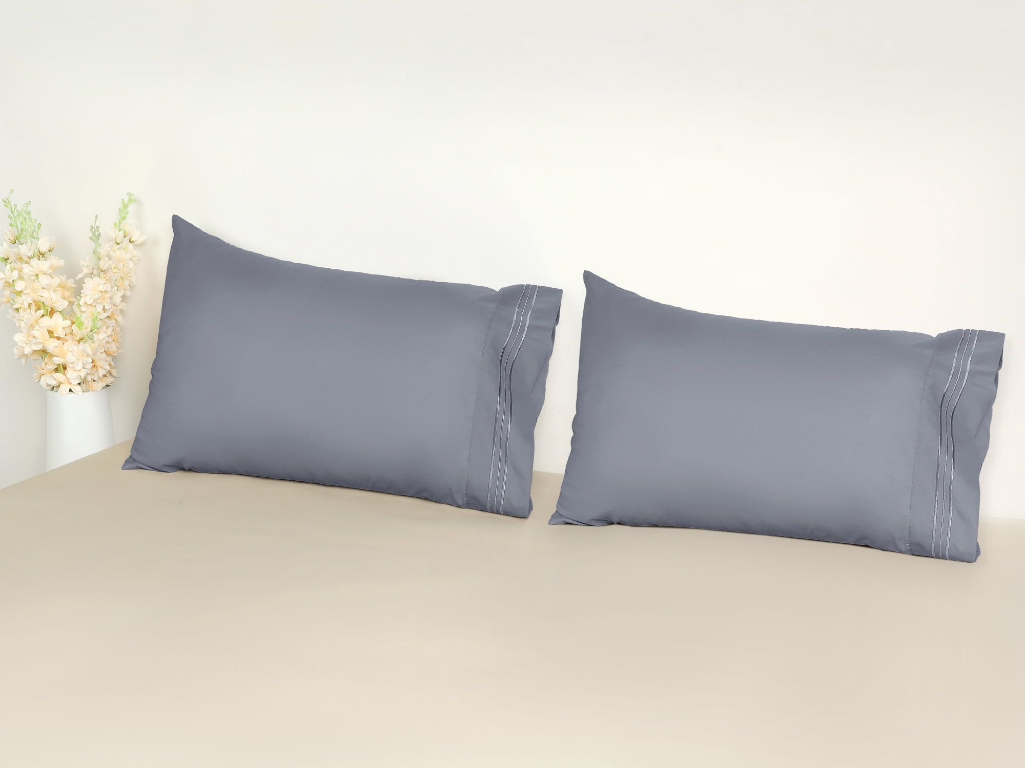 Unique Bargains 2 Pack Polyester Pillow Cases Pillow Covers Standard Dark Gray