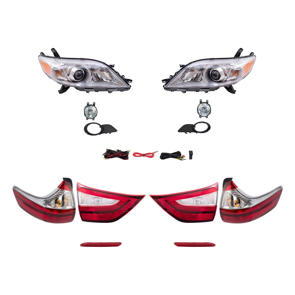 Brock Aftermarket Replacement Part Set of Headlights w/o LED Daytime