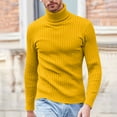 thumbnail image 4 of Miluxas Mens Knitted Turtleneck Sweater Long Sleeve Turtle Neck Ribbed Pullover Sweater thermal Casual High Neck Tops Yellow 8(L), 4 of 8