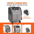 thumbnail image 3 of VEVOR Cat Carrier with Wheels, Rolling Pet Carrier with Telescopic Handle and Shoulder Strap, Dog Carrier with Wheels for Pets under 18 lbs, with 1 Folding Bowl, Grey, 3 of 9