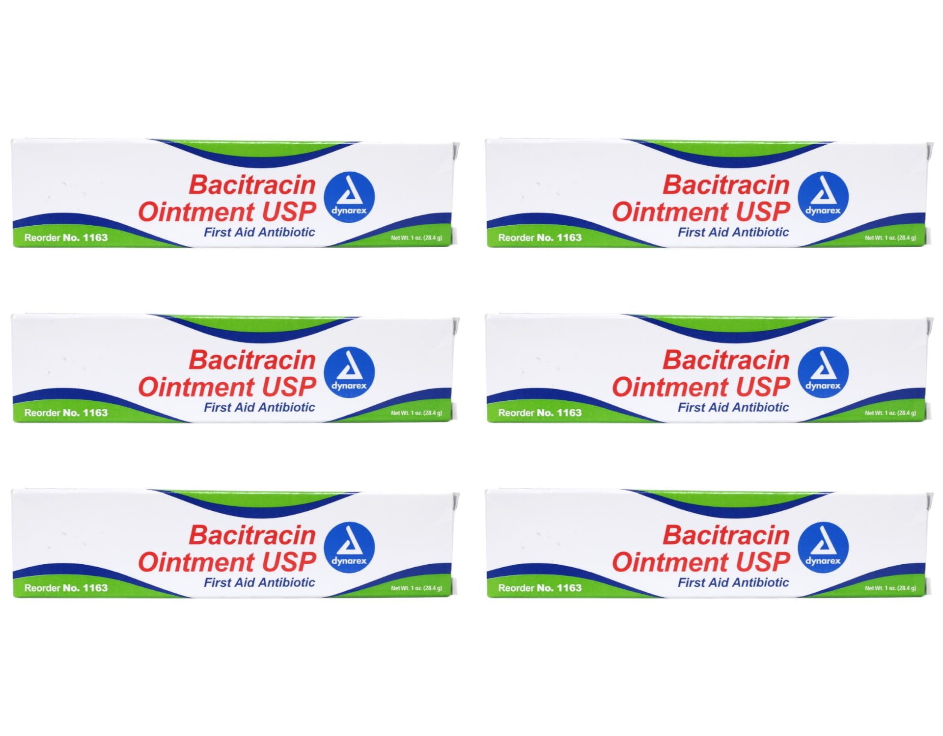 6 Pack -Dynarex Bacitracin First Aid #1163 Antibiotic Ointment 1oz Tube Each