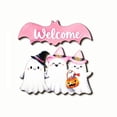 thumbnail image 2 of Lilixerw Halloween Pink Ghost Welcome Decoration, Bat Shaped Top Hanging Plaque with Cute Ghost Figure, for Porch, Entryway and Wall Ornament, 11.81x7.59 inch, 2 of 6