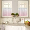 thumbnail image 4 of Pink White Ombre Kitchen Curtains and Valances Set, Rod Pocket Curtains Tier Farmhouse Window Curtains 36 Inch Length, Modern Abstract Stripes Minimalism 3 Piece Kitchen Curtains Set, 4 of 6