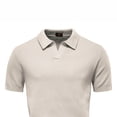 thumbnail image 3 of FRSASU Men's Short Sleeve Knit Polo Shirts Textured Casual Golf Shirt Summer Pullover Collared Tee Beige, 3 of 5
