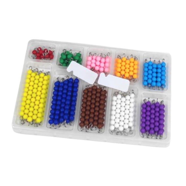 Yinanstore Montessori Math Toy 1-10 Numeral Cognition Toy Colord Bead Chains Gift Preschool Learning Toy Math Toys Material for Children