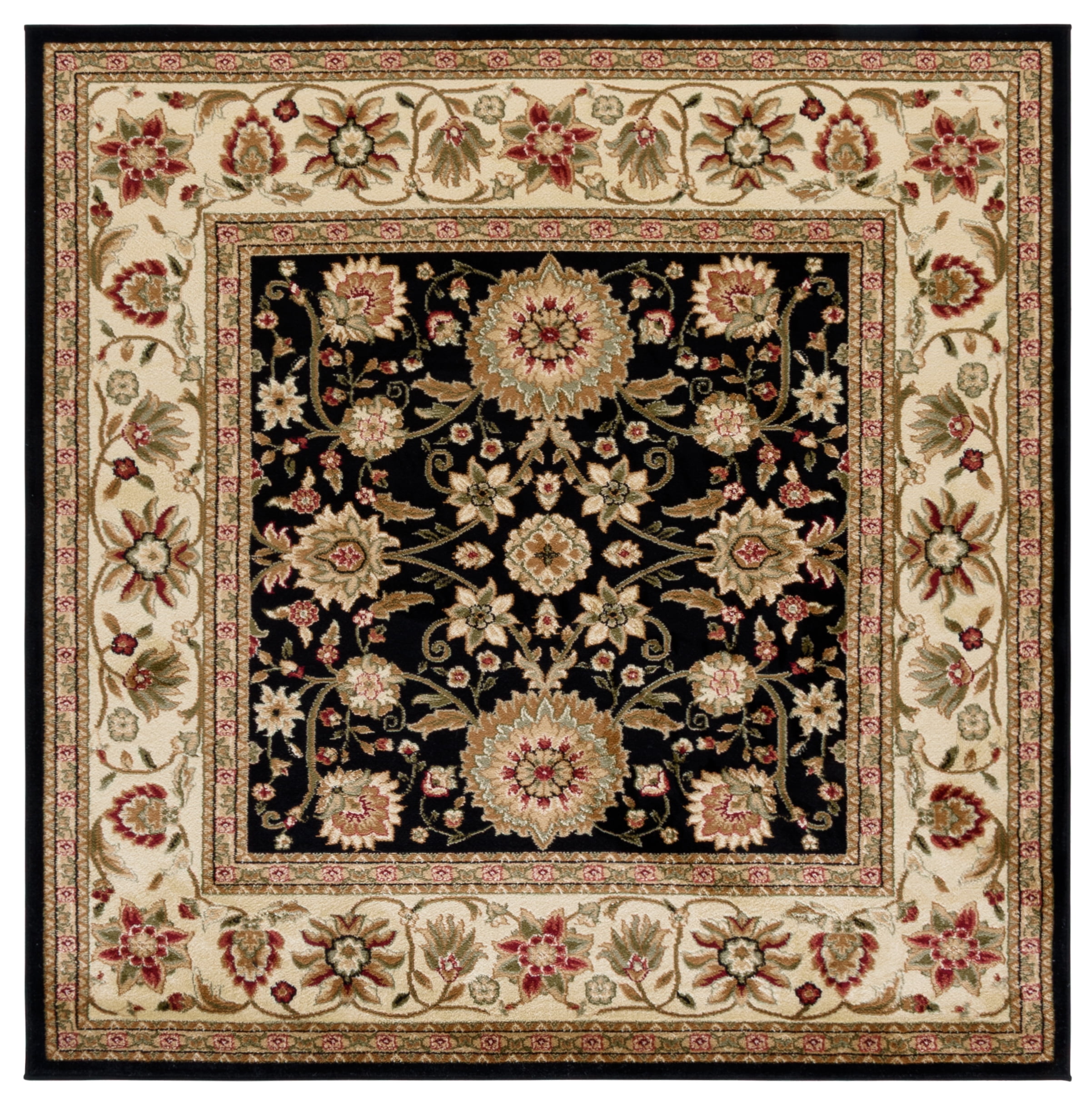 Safavieh Lyndhurst Victoria Floral Area Rug, Black/Ivory, 4' x 4' Square