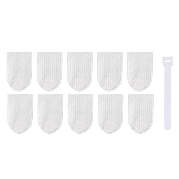 10 Pcs Faucet Filter Cotton Bag, High-Density Faucet Filter Bag, Faucet Splash-Proof Mesh with 1 Securing Strap, Universal Filter Bag for Sediment & Rust Removal, 3.9x1.9 inch
