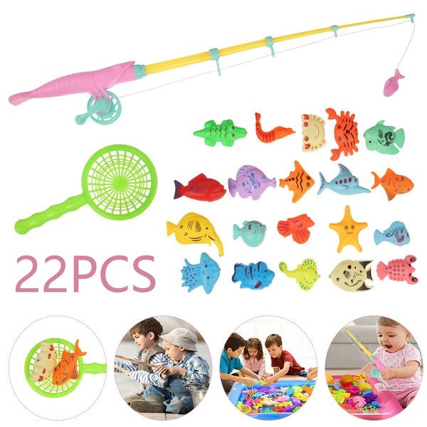 Pluokvzr 22X/Set Baby Kids Magnetic Fish Game Rod Bath Shower Toy Fishing  Toddler Gifts 