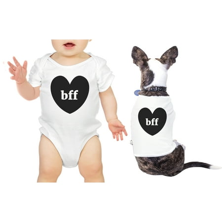

Bff Hearts Pet Baby Matching Shirts White Bodysuit Gift For Baby Boy