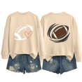 thumbnail image 4 of Rugby Shirt Women Football Sweatshirts Long Sleeve Crew Neck Sports Mom Must Have Basic Tee Rugby Shirt Pullover Sweaters Comfort Hoodie Hiking Oversized Soccer Tops Loose Fit Fall Clothes Gift Beige, 4 of 7
