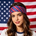 thumbnail image 4 of MSJUHEG 4th of July Hair Accessories Yoga Hair Band Hair Bands for Women's Hair Elastic Head Scarf Wide Hairband Curly Pineapple Head Wrap Usa Headband White One Size, 4 of 4