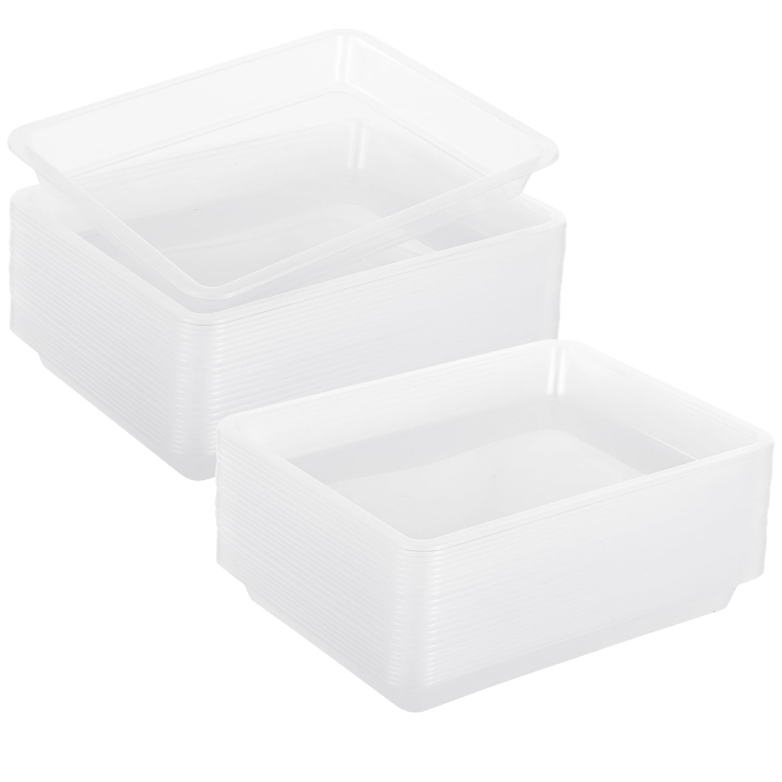 24 PCS Activity Plastic Art Trays, 11 x 8.3 x 1.2 Inches Flat Storage Tray Serving Organizer Trays, Stackable Bins for Painting Beads Office School DIY Projects