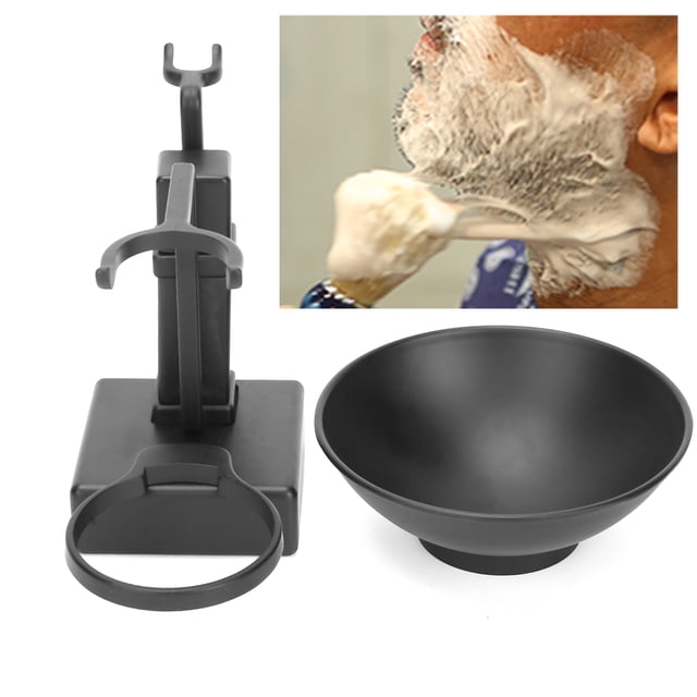 Support de Rasage, Bol à Savon Support de Brosse à Raser Professionnel Noir pour Hommes