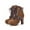 02 Brown, variant on Women's Boots Fashion Women's Winter Bandage Shoes Warm Round Toe High Heel Medium Ankle Boots
