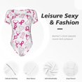 thumbnail image 6 of Uemuo Breast Cancer Awareness4 Pattern Women's One Piece Short Sleeve Swimsuit Rash Guard Surfing Modest Quick-drying Swimsuit Beach Essentials-Small, 6 of 9