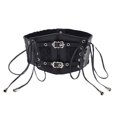 thumbnail image 2 of Correa de encaje de cuero con sello para la cintura, decorativa, para mujer, con hebilla de metal vintage negra, cintura elástica, tensión ajustable, 2 of 6