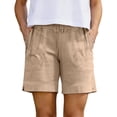thumbnail image 3 of TaTaai Womens Linen Blend Elastic Waist Shorts with Pockets Loose Casual Beach Bottoms for Summer Daily, 3 of 9