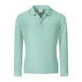 thumbnail image 4 of SAWOBUUN Men's Long Sleeve Shirt Slim Fit Classic Button Collar Top Solid Color Stretch Business Office Casual Pullover, 4 of 9