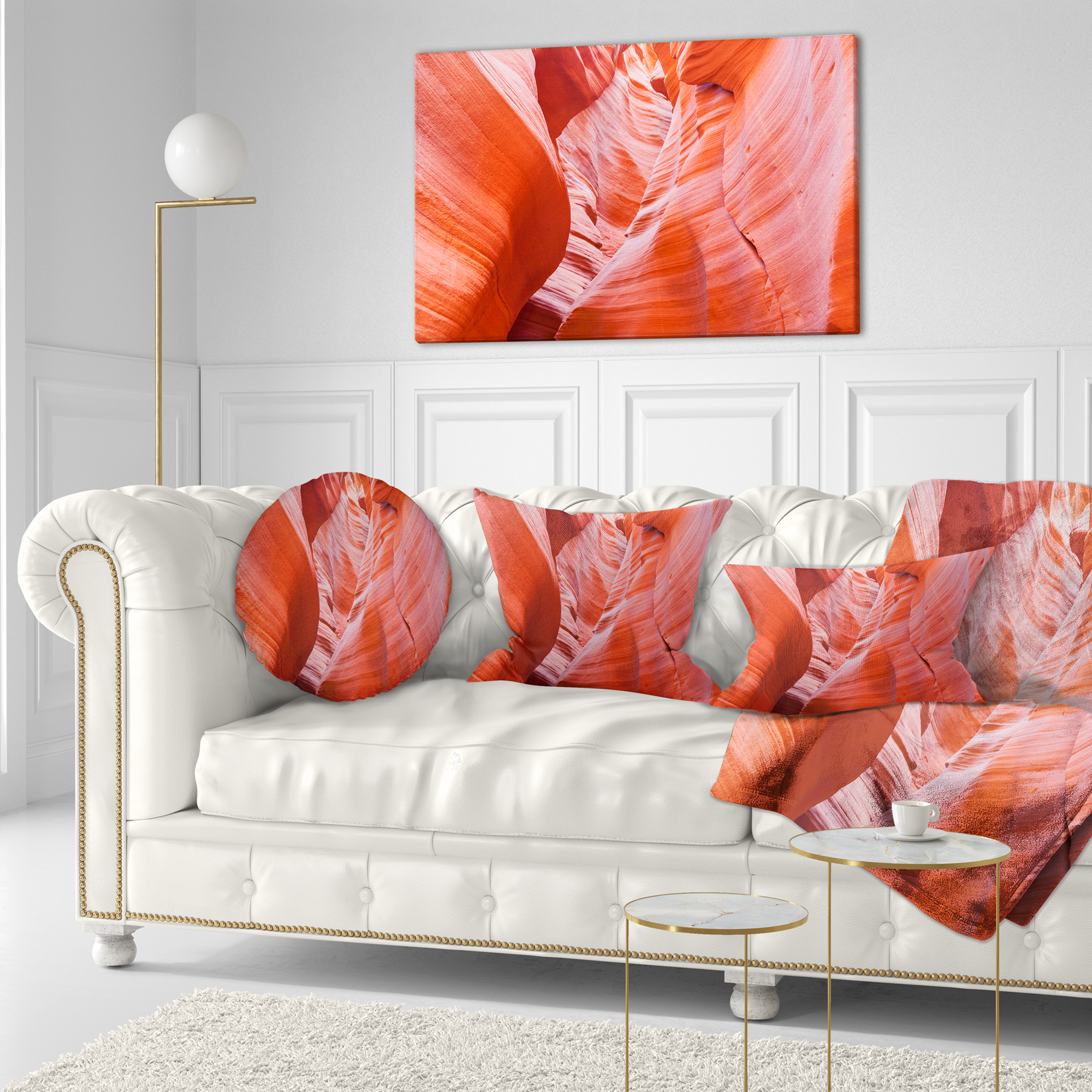 Designart Antelope Canyon Walls - Landscape Photo Throw Pillow - 12x20