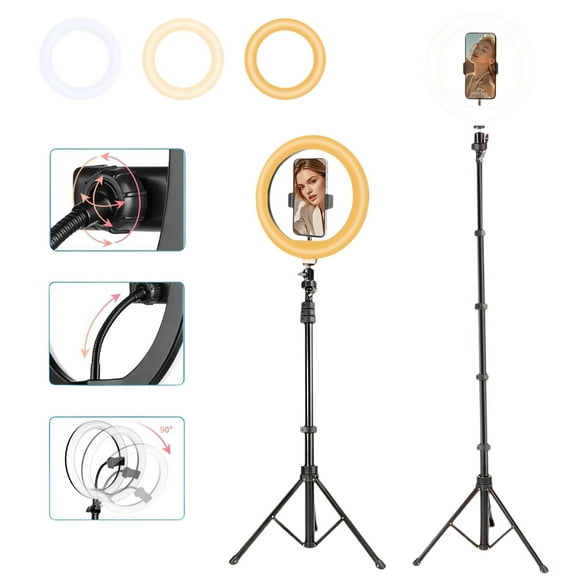 12" Ring Light with 63" Adjustable Tripod  10 Brightness Levels USB Powered Studio Lighting for Live Streaming YouTube TikTok Photography Makeup Videos Phone Selfie Halloween