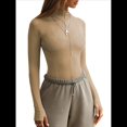 thumbnail image 1 of Blusa de Larga de para Mujer, Blusa de Encaje Transparente con Cuello Alto y Bordado Floral. Albaricoque M, 1 of 8