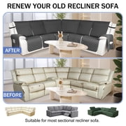 HDCAXKJ 100% Waterproof Reclining Sectional Couch Covers L-Shape Recliner Sofa Cover 5 Seat, Dark Gray