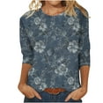 thumbnail image 3 of Feancey Women's 3/4 Sleeve T Shirts Plus Size Casual Loose Tunic Tops for Women Vintage Floral Printed Work Blouses Comfy Crewneck Cute Tees Multicolor M, 3 of 6