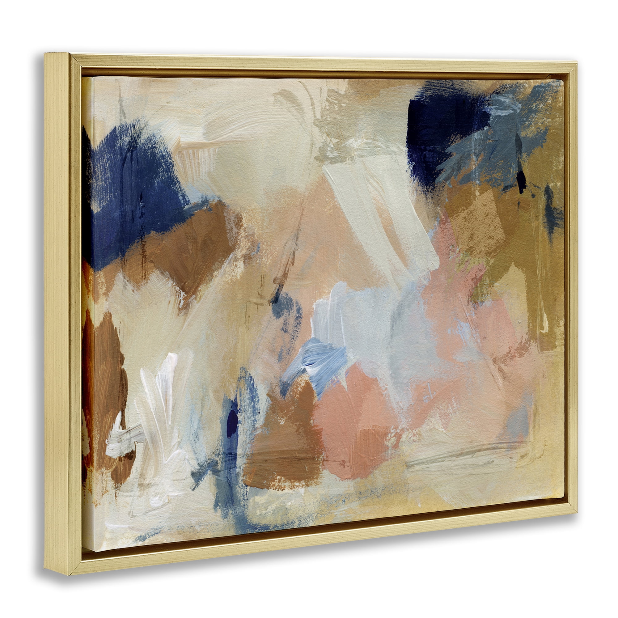 Stupell Industries Chaotic Neutral Paint Abstract Painting Gold Floater Framed Canvas Art Print Wall Art, 31 x 25