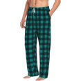 thumbnail image 6 of Logiee Teal On Black Plaid Print Pajama Pants for Men,Men’s Pajama Bottoms,Mens PJ Pants with Pockets & Button Fly-X-Large, 6 of 6