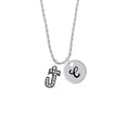 thumbnail image 2 of Delight Jewelry Black Nickeltone Crystal Initial - J - Beaded Border - Silvertone Script Initial Disc - C - Charm Necklace, 20"+3", 2 of 4