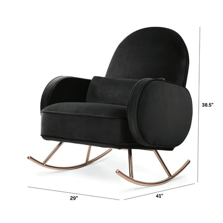 UPC: 0048517828786 | Nursery Works Compass Rocker in Black Velvet with Rose Gold Legs