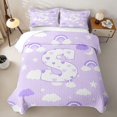 thumbnail image 2 of meiyoeat Purple Personalized Monogram S Twin Quilt Set,Rainbow Cloud Loves Initial Art Twin Coverlet Set For Girl,2-Piece, 2 of 7