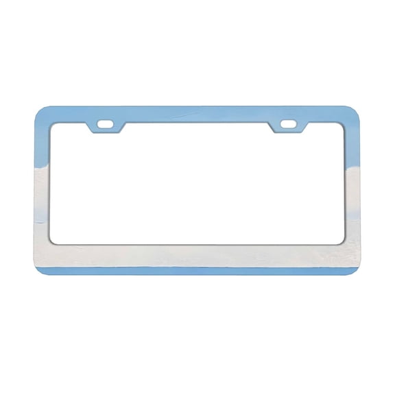 2piece License Plate Frame Metal Car Accessories License Plate Cover Fits Standard U.S. Vehicles 12.3x 6.3 Inches Light Blue Stripe_4