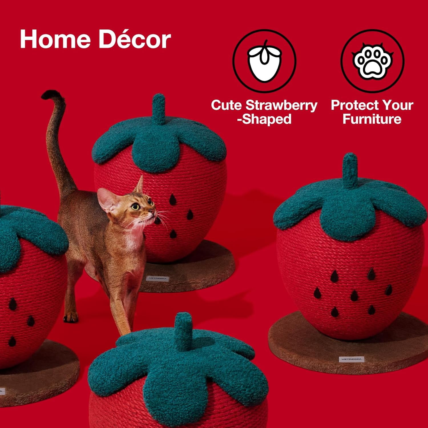 Cat Scratching Post with Jute Rope and Ball, Vertical Scratcher for Indoor Cats and Kittens