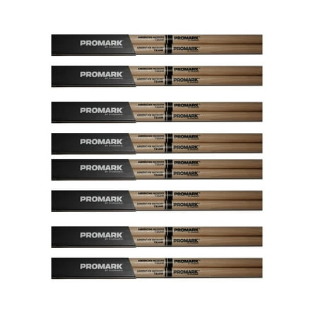 Pro Mark TX5AW2 8 Pairs, Hickory 5A Wood Tip Drum Sticks By Promark