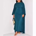 thumbnail image 5 of Elegant Satin Maxi Party Dress for Women Batwing Sleeves Round Neck Loose Flowing Abaya Robe, 5 of 9