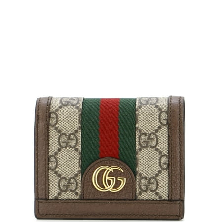 Pre-Owned Ophidia Flap Card Case with Chain GG Coated Canvas by Rebag