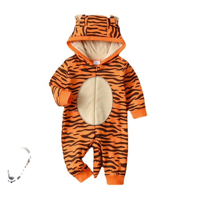 Mono con capucha y estampado de leopardo con dibujos animados en 3D de tigre para bebés recién nacidos, niños y niñas