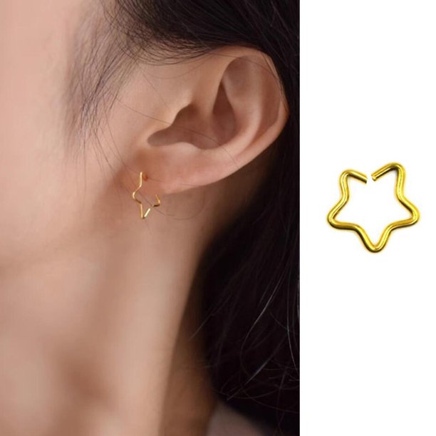 Roselife Unisex 1PC Plata Negro Acero Inoxidable Corazón Piercing Pendientes Para Mujeres Hombres Cartílago De Falsos Labios Nariz Anillo Simple Moda Aro Joyería Gao Jiahui unisex